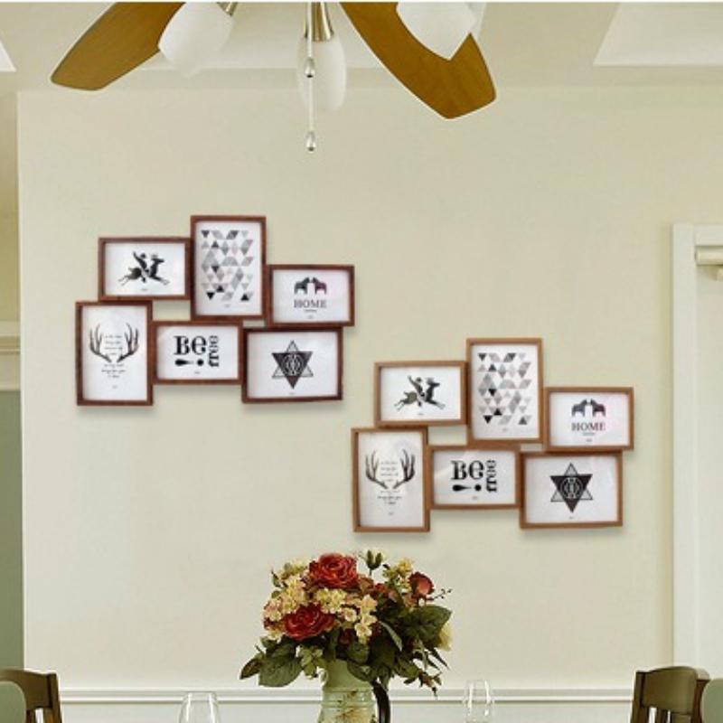 6 Inch 7 Inch Set of 6 Combination One-piece Wooden Photo Frame Modern Simple Style Wall-mounted Decoration Picture Frame Wall Image Frame