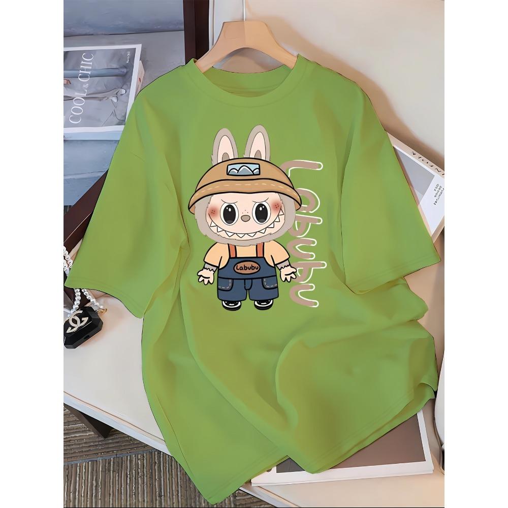 Labu cartoon printed casual T-shirt, round neck, short sleeved, adult, spring/summer/autumn outfit