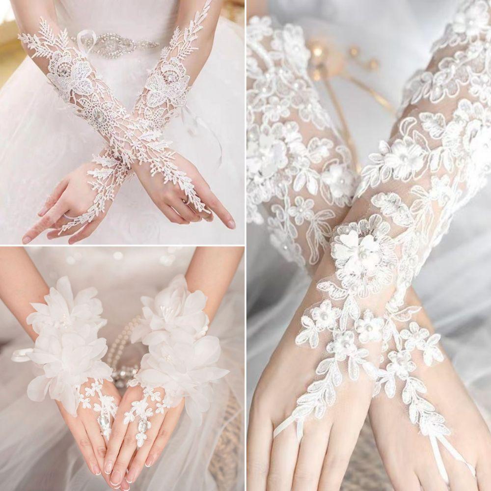 Fingerless Lace Fingerless Gloves Elegant Wedding Gloves Women's Bridal Gloves Opera Performance