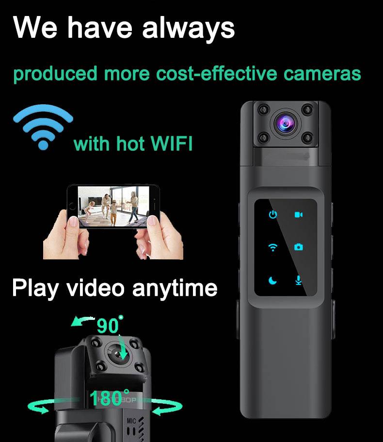 New 1080P Mini Body Camera with Wifi Hotspot Night Vision DVR Function Portable Miniature Camcorder for Digital Video Recording