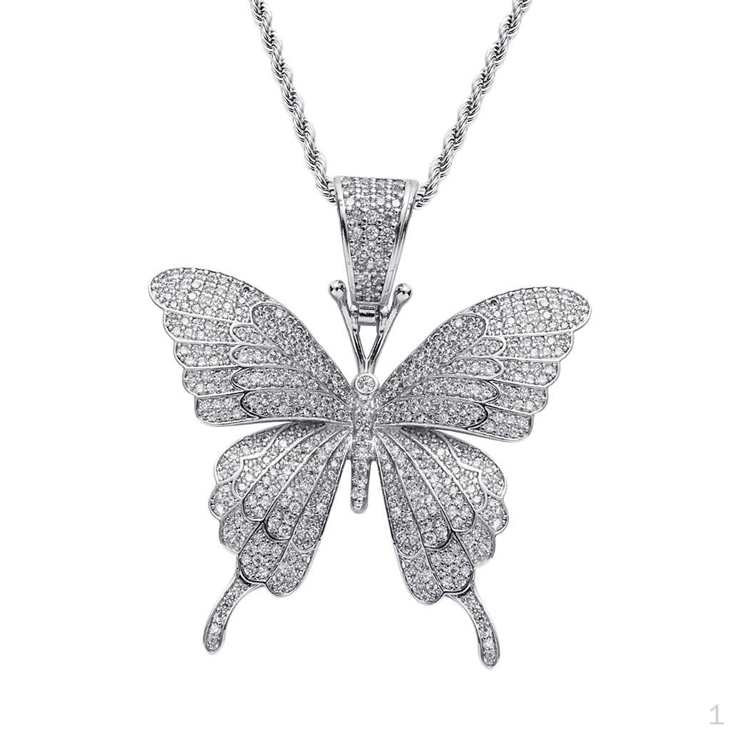 Butterfly Pendant Necklace, Cubic Zirconia