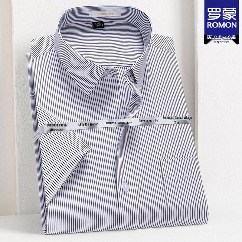 ROMON Men's Business Casual Short Sleeve Shirt