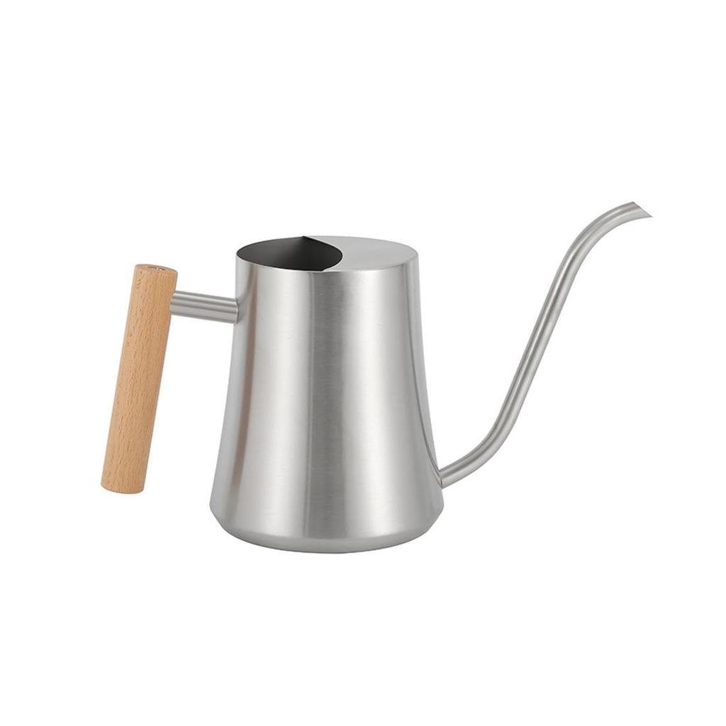 Stainless Steel 1000ml Watering Can with Wood Handle – Creative Slim Waist Design for Gardening
