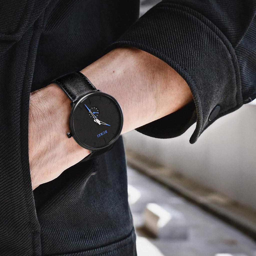 BUREI Men's Watch, Black, Simple, Stylish, Popular, Waterproof, Brand Name, Watch V