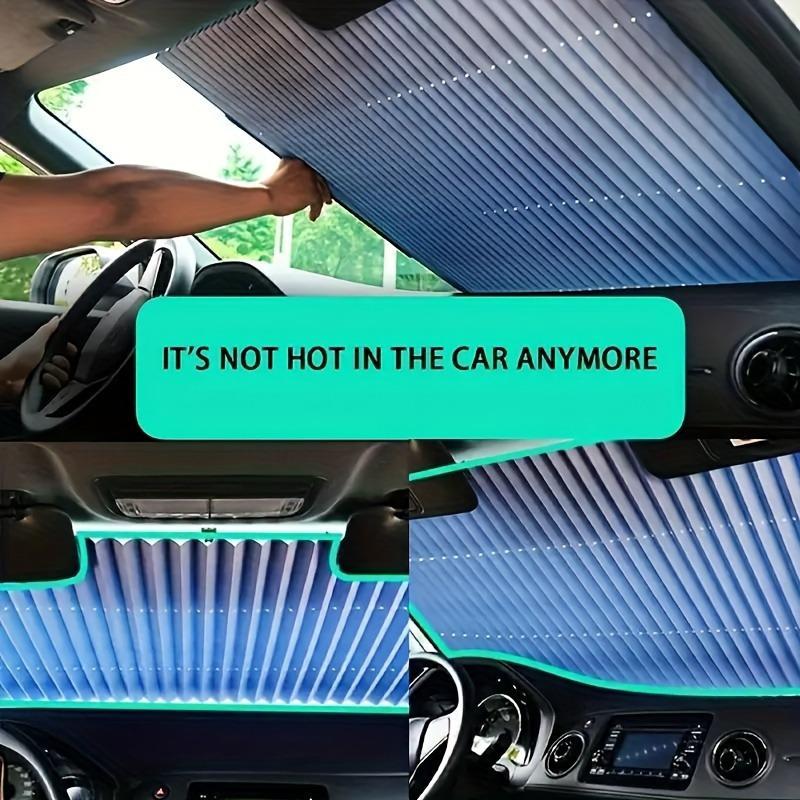 Car Windshield Sun Shade, Retractable Sun Shade, Easy To Install Use - Blocks 99% UV Ray Heat Insulation To Keeps Your Vehicle Cool