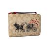 Coach Corner Zip Carriage Pattern Coated Canvas And Leather Wallet Women wallet Beige Brown C2259-IMOT4