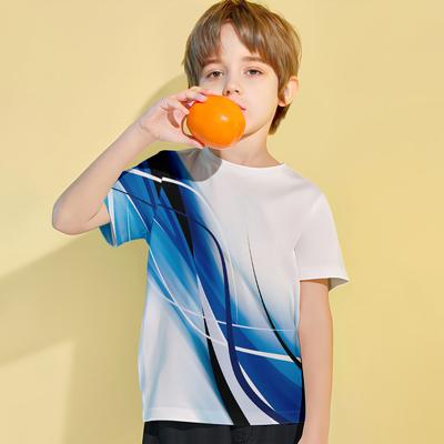 2024 Ubrania Dziecięce Chłopięcy T-shirt Krótki Rękaw Nadruk Wzoru 3D Falowania Ubrania Letnie Dziecięce Casualowa Moda Okrągły Dekolt Top Dziewczęcy