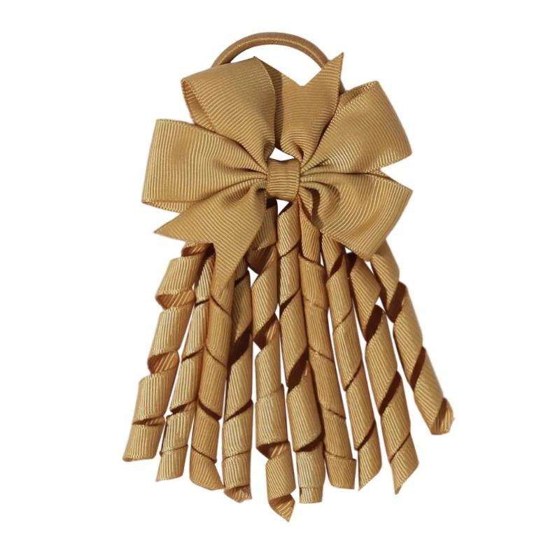 Ribbon-Tassel Hairbands Popular Sweet Cute Rainbow Curly Ribbon Double Ponytail Holder Baby Girls Rubber Bands Hair Accessories