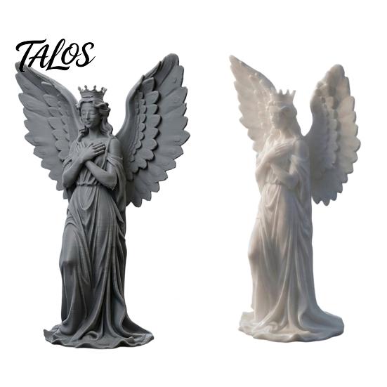 Crown Angel Ornament 3D Printed Figurine, Vintage Guardian Angle Statue, Miniature for Display Artistic Winged Women Sculpture Home Tabletop