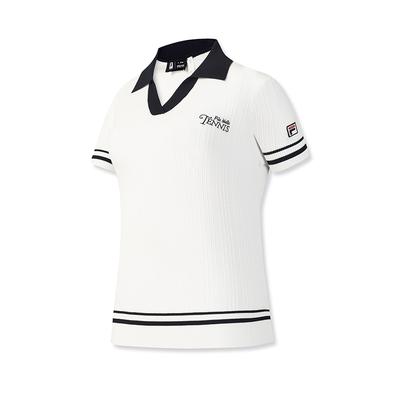Tennis Fashion Simple Classic Retro Tennis Sports Casual Versatile Comfortable Striped Knitted Short Sleeve Top Women Tops A11W623401FWT