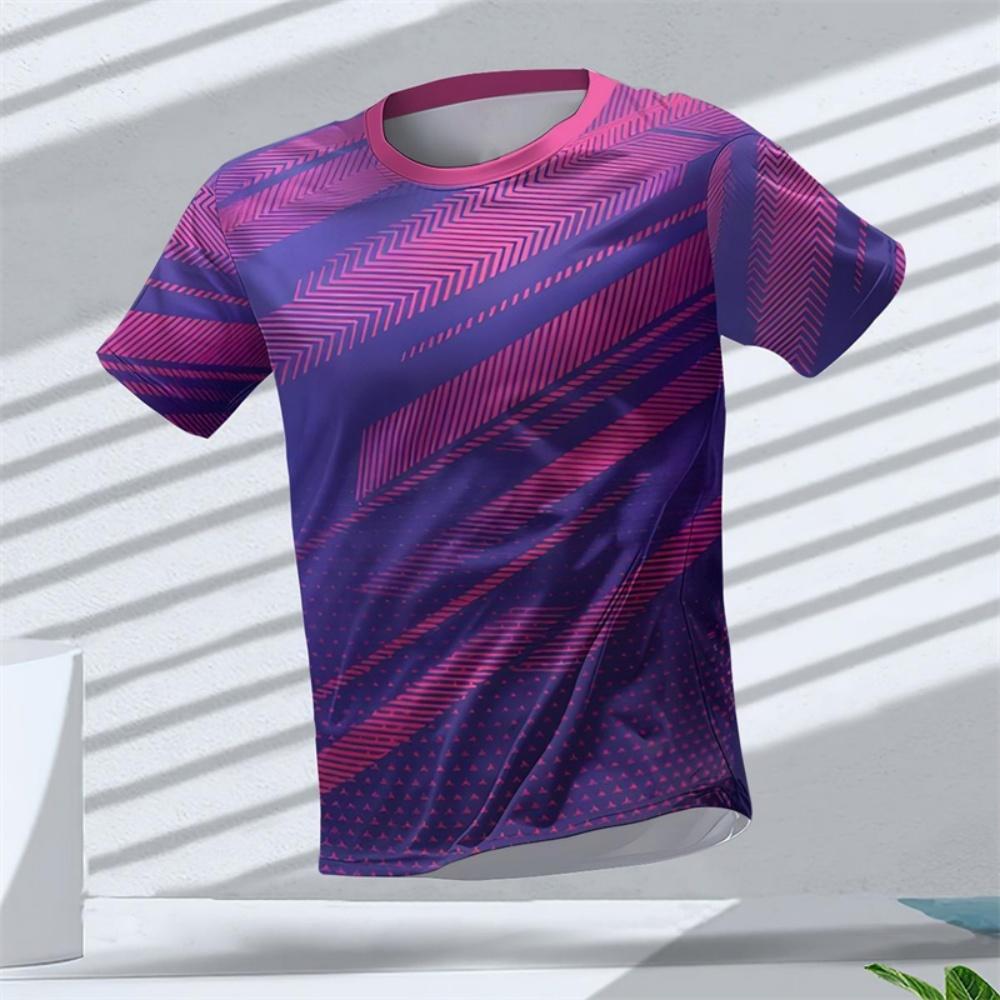 Fashionable gradient geometric pattern 3D printed sports T-shirt