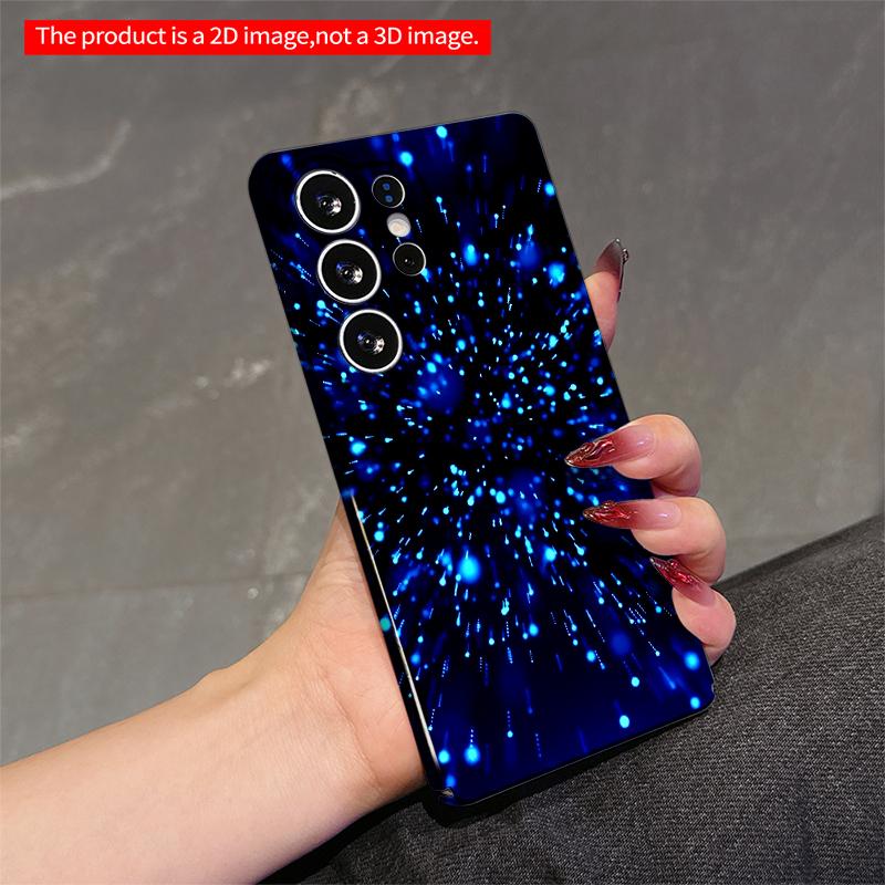 2DFlat Samsung Phone Case Blue Cosmic Particle Explosion Phone Case Applicable To Galaxy S22 S23 S24 S25ULTRA S26 A12 A13 A14 A15 A16