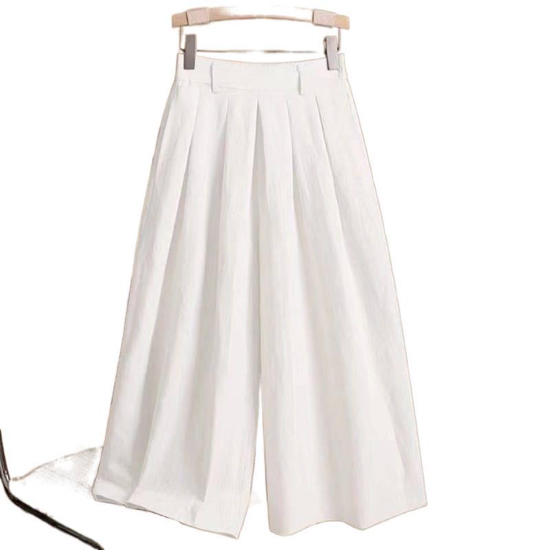 Pantaloni Largi de Damă cu Talie Înaltă din Bumbac și In - Subțiori, Croială Largă, Stil Casual de Vară