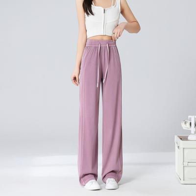 Summer New Wide-leg High-waisted Trousers Temperament Commuter Straight-leg Trousers Breathable Thin Trousers