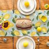 Artoid Mode Blue Lemon Flower Floral Summer Table Runner,Spring Kitchen Dining Table Decoration for Home Party Decor 13x72 Inch