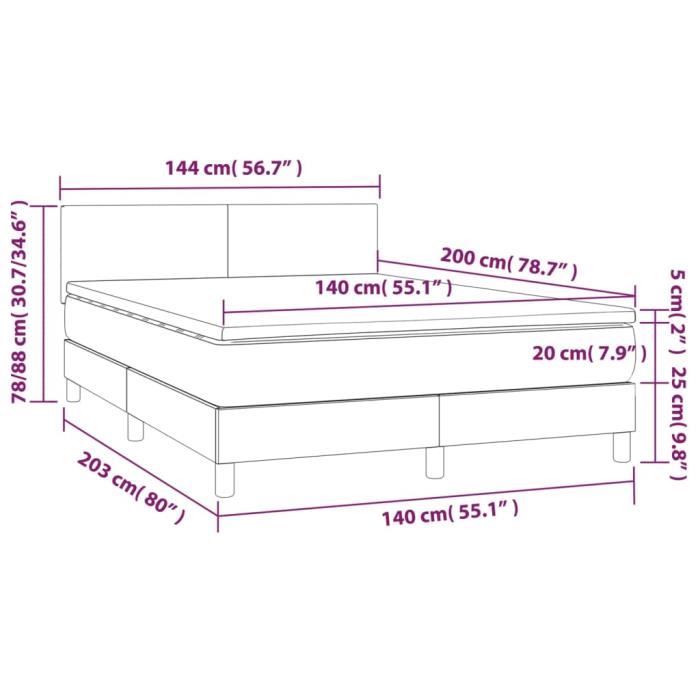 3140460 vidaXL Divan Bed with Mattress Dark Brown 140x200 Cm