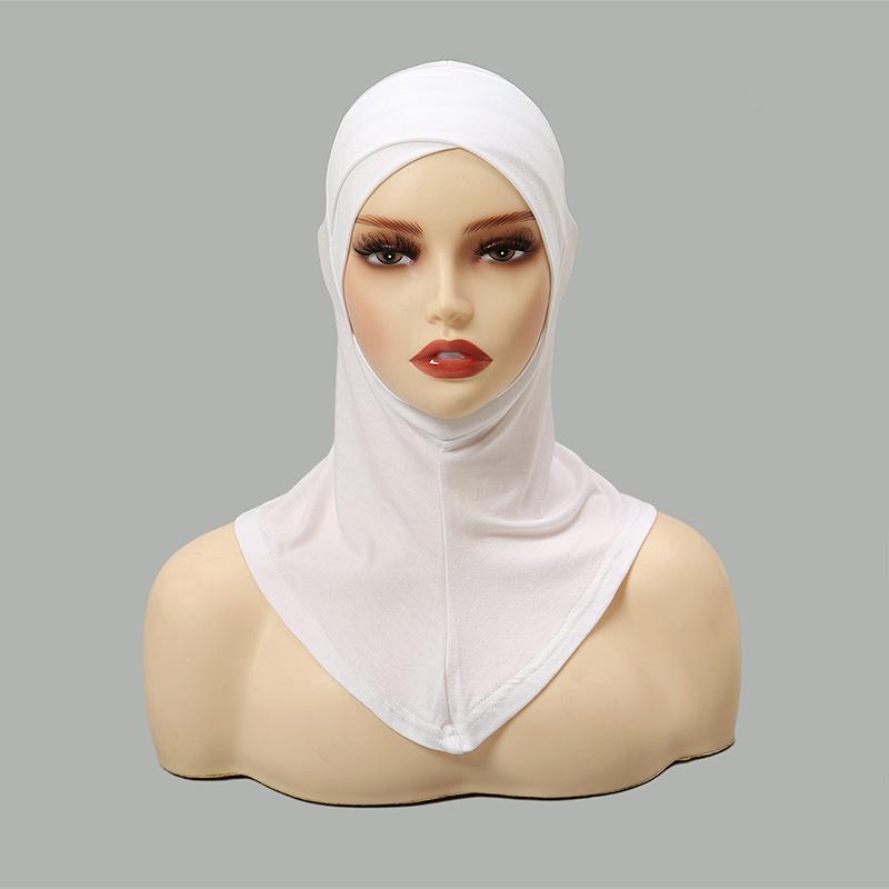 Women Crossed Forehead Hijab Scarf Muslim Jersey Inner Hijab Cover Chin Solid Color Instant Hijabs Islamic Soft Head Wraps