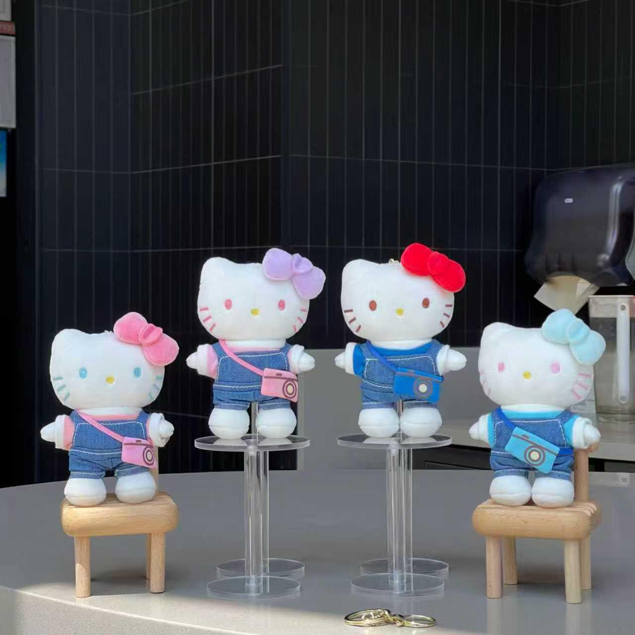 Hello Kitty Cartoon Denim Cat Keychain Pendant Gift 15cm