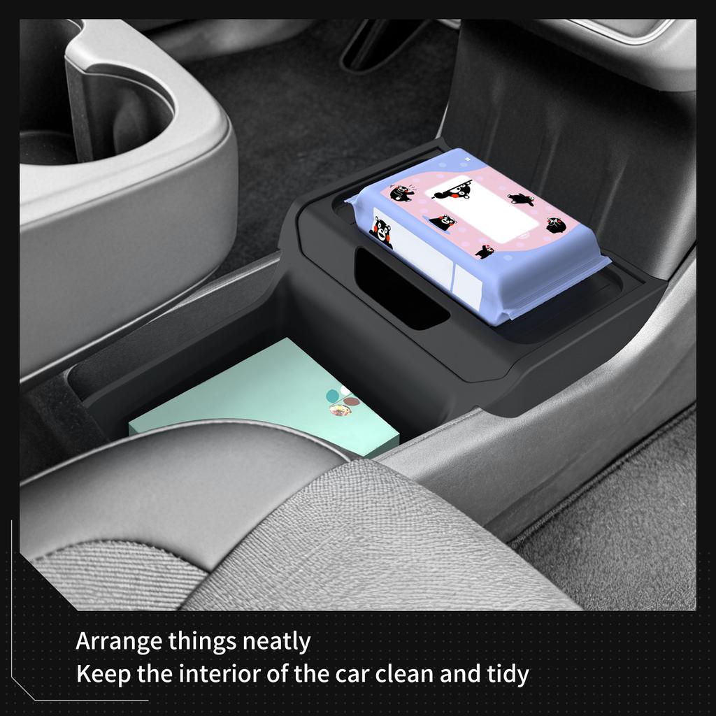 LUCKEASY for Tesla Model Y Standard 2026 2025 Center Console Lower Storage Box TPE Central Tray Accessories Tidying