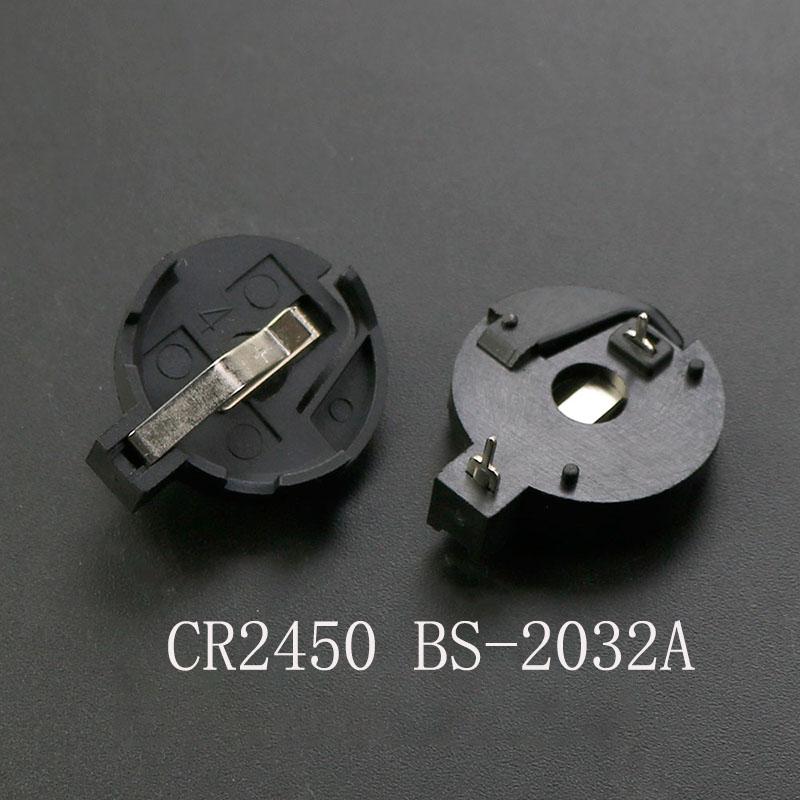 2PCS Button Battery Holder Storage Box Fixed BS-2 BS-6 BS-8 CR2450 CR2032 Plug Type Button Cell Battery Organizer