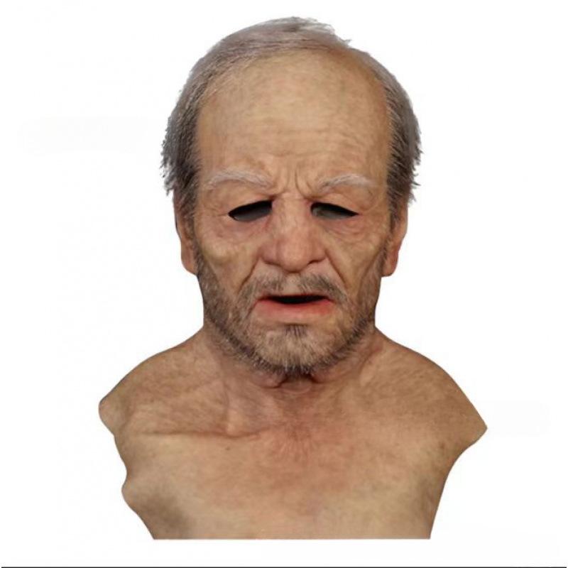 Maschere di personaggi realistiche in silicone: maschera da vecchio, maschera da vecchio calvo, maschera da vecchia che fuma, maschera da vecchio dai capelli neri