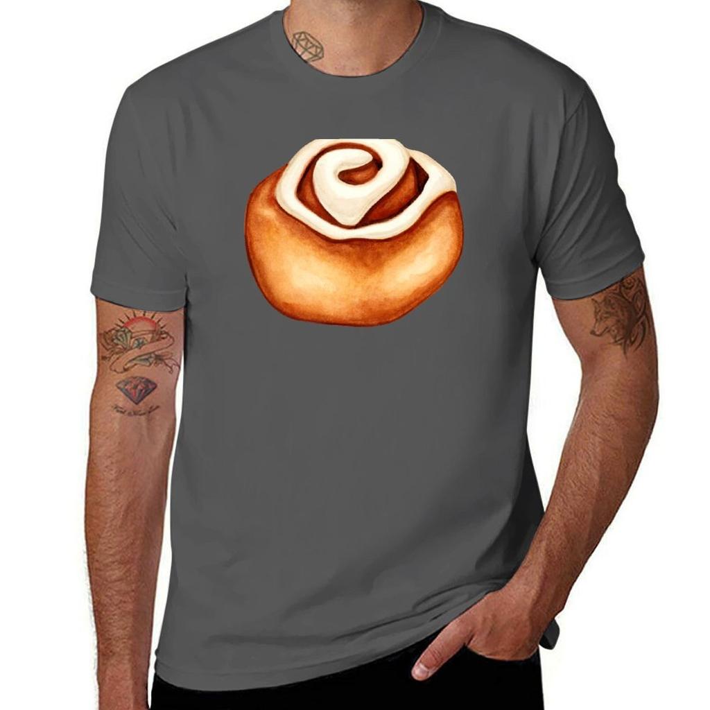 Cinnamon Roll Pattern Pink Tshirt Independence Day Short Sleeve Tshirt
