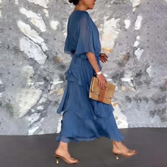 Women's Flowy Chiffon Wedding Guest Dress Ruffle Half Sleeve Empire