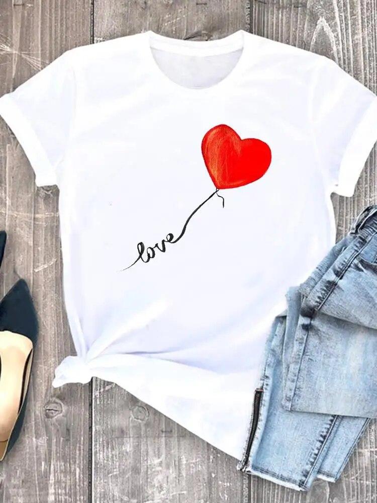 Женская рубашка с акварельным принтом «Любовное сердце» — фото 16