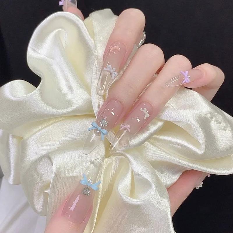 50Pcs Colorful Bow Nail Art Parts Charms Bulk Shiny Mini Resin Ribbon Nail Rhinestones Diy Summer Nail Art Decor Accessories