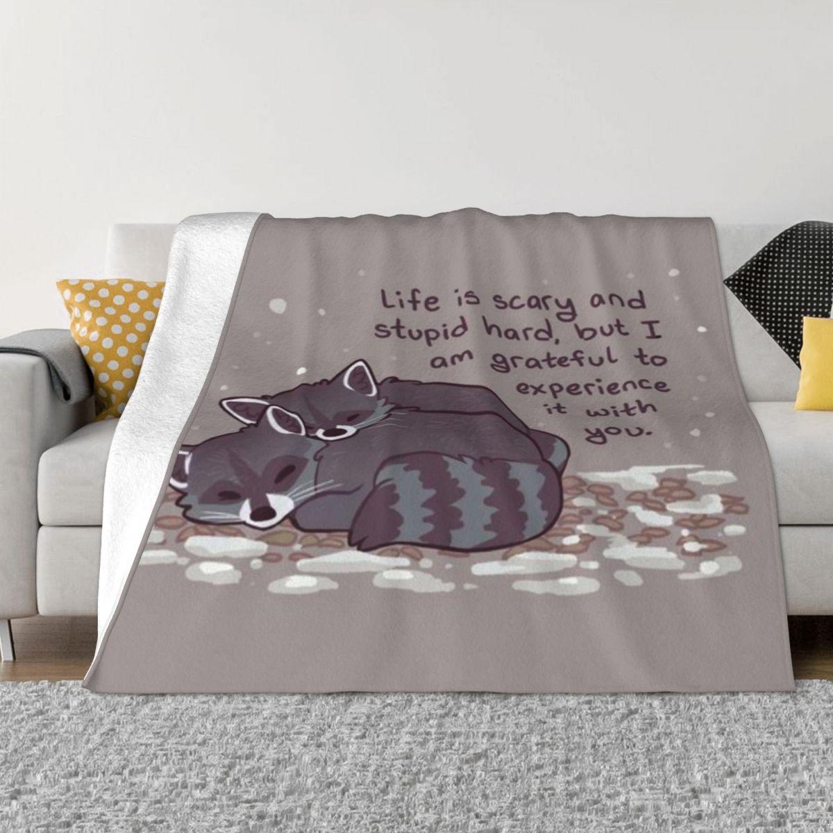 I Am Grateful To Experience It With You Snuggly Raccoons Personalized Travel An Ultra-Soft Micro Fleece Blanket 30x40in