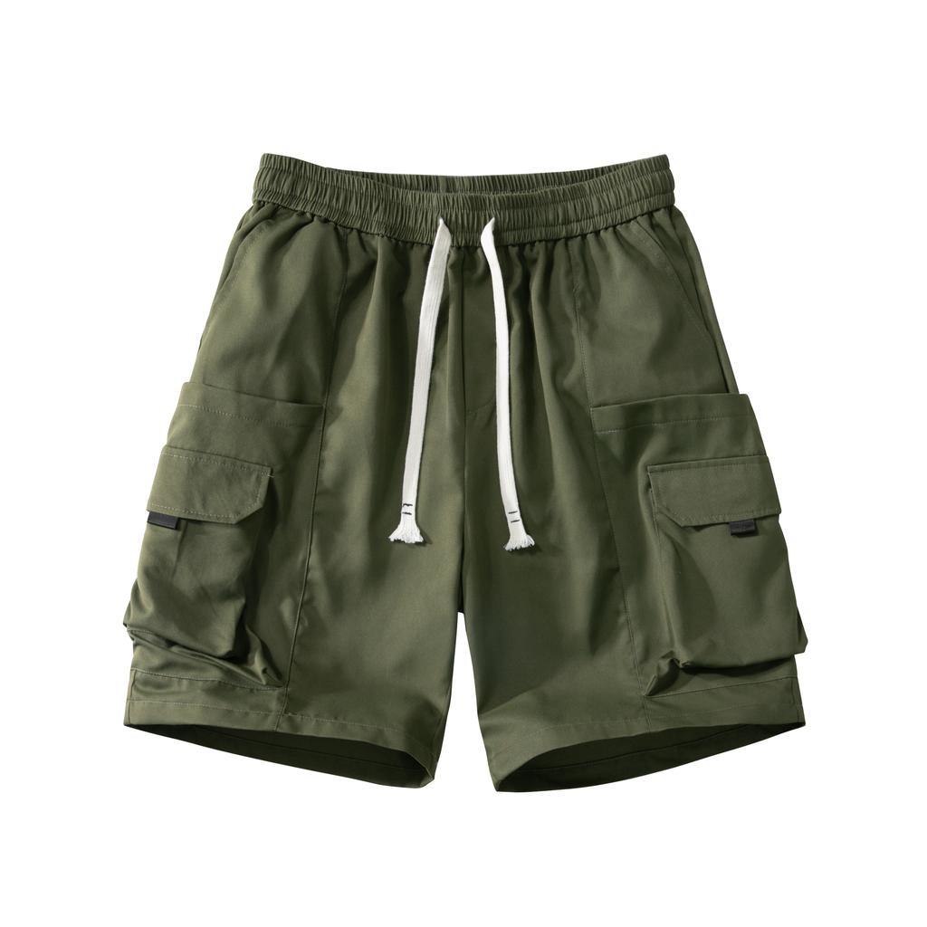 Summer Men's Cropped Pants With Multiple Pockets, Loose Fit Sports And Casual Pants, Men's Workwear Shorts