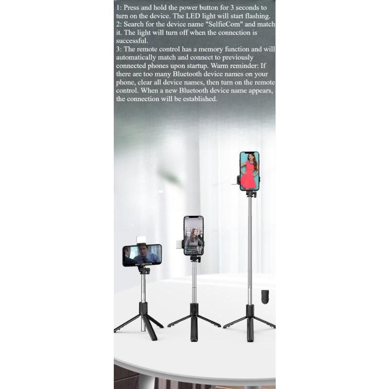 1PC R1 series mobile phone Bluetooth selfie stick fill light live broadcast shooting portable integrated telescopic tripod