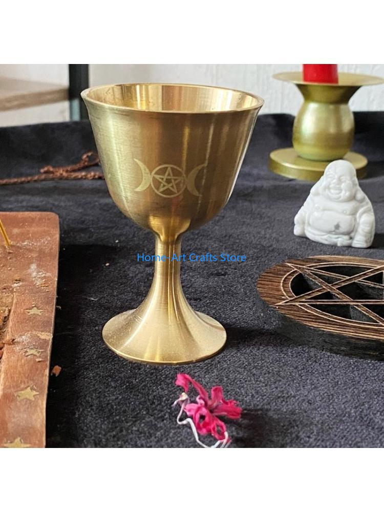 

Y3NA Ritual Cup Altar Goblet Wicca Gold Plating Brass Ceremony Moon Divination Astrological Tool Witchcraft Prop Supplies China Mainland