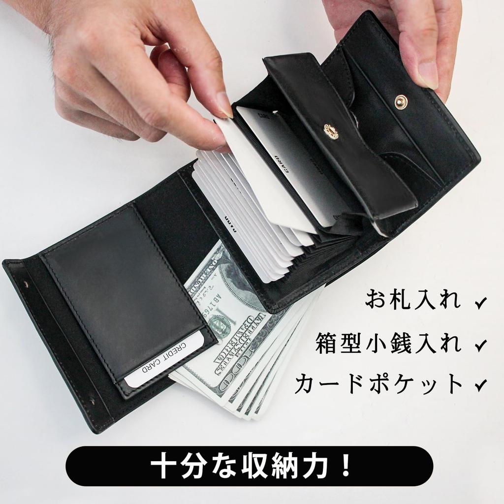 boshiho Bifold Wallet Tochigi Leather Coin Purse Card Holder Bifold Compact Wallet Box Coin Purse Bill Holder Large Capacity Small Wallet Left Handed