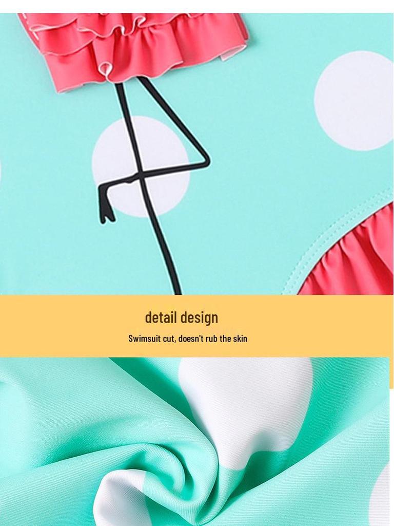 2025 Neuer Mädchen Flamingo 3D Rüschen Einteiler Badeanzug