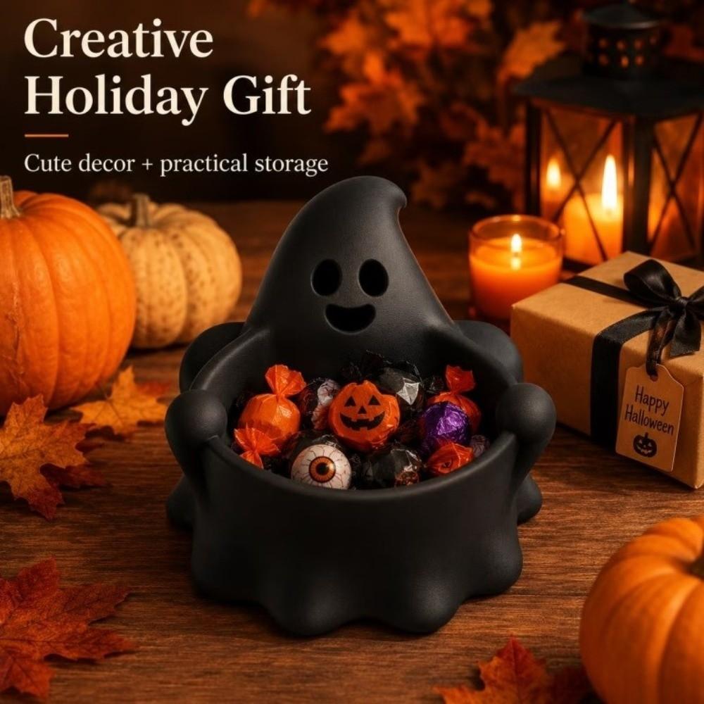 Cute Ghost Candy Bowl Creative Ghost Figurine Treat Holder Jewelry Organizer Party Decoration