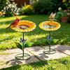 Pollinators Water Dish Metal Sunflower Bee Feeder, Lotus Leaf Butterfly Cup, Outdoor Garden Feeder Watering Station, Bath Bowl for Yard Lawn