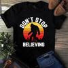 Don't Stop Believing Bigfoot Camping Retro Men's and Women's T-shirts