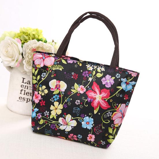 Yousheng Floral Tote Bag Reusable Oxford Cloth Shopping Tote Stylish Handbag Purse for Women Commuting Picnic Camping