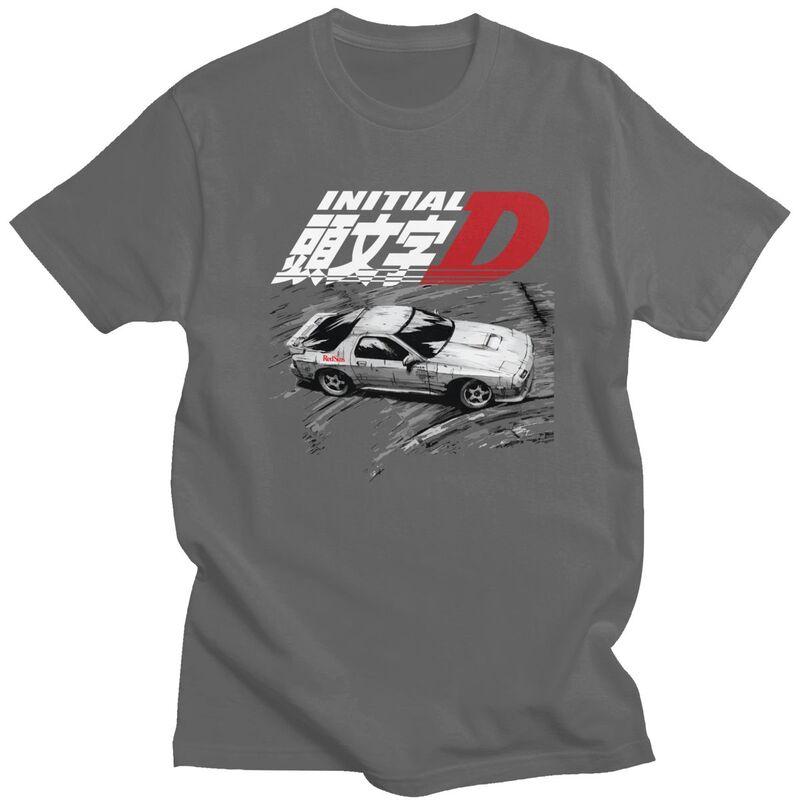 Custom Anime Initial D T Shirts Men Pure Cotton Tees Tshirt ShortSleeve Tshirt