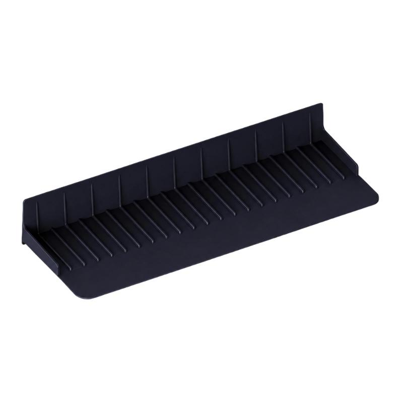 Scissor-Adjustable Sink Water Barrier for Single or Double Bowls with Ribbed Panel, Flexible Form and Return Flows Slope