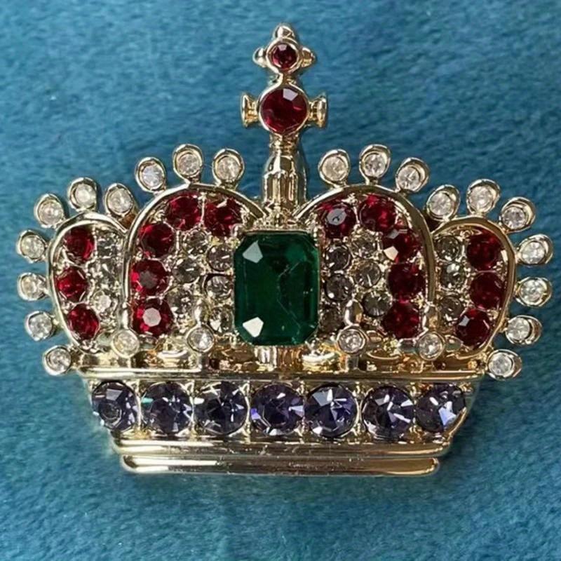 Damen Herren Palaststil Krone Kristall Abzeichen Anstecker Unisex Mittleres Design Exquisite Vintage Diadem Party Broschen Schmuck