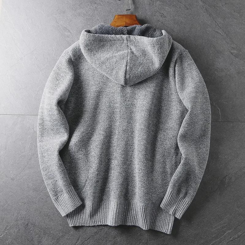 Men's Autumn/Winter Thick Hooded Knitted Cardigan Sweater Jacket