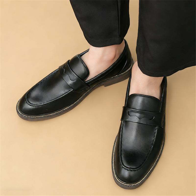 Britain Gentleman Designer Pointed Slip on Wedding Shoes for Men Black Brown Penny Loafter Formal Dress Footwear Zapatos Hombre