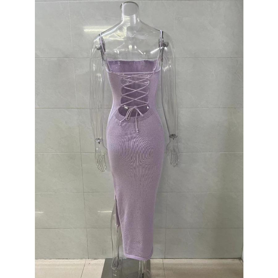 Damen Sommer Tau Rücken Strandkleid Damen Seaside Sexy Spicy Girl Gestricktes Träger Casual Kleider