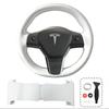 Auto-Innendekoration Künstliches Vollflaches Weißes Leder Handgenähtes Lenkradbezug für Tesla