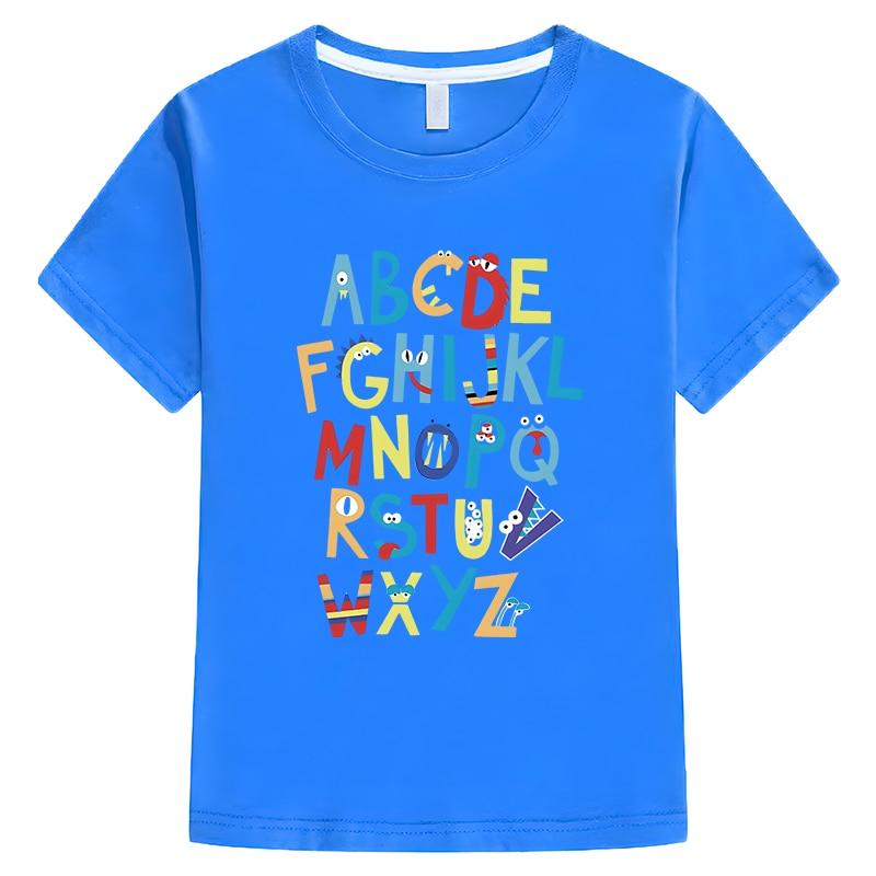 Alphabet Lore Dětská trička 100% bavlna Cartoon Tops y2k chlapecké oblečení dívka oblečení jednodílné tričko pro děti chlapec 10 let