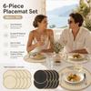 6pcs/set Non Slip Round Woven Placemats 15in Woven Dish Mats Boho Braided Table Mats  Bowls Plates