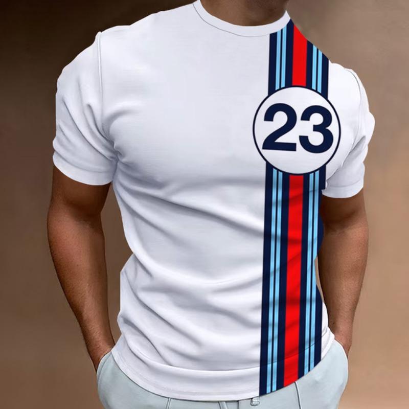 Men's 3D Printed Novelty T-Shirt - Casual Round Neck, Short Sleeve, Polyester, Machine Washable - Unique Plaid Design