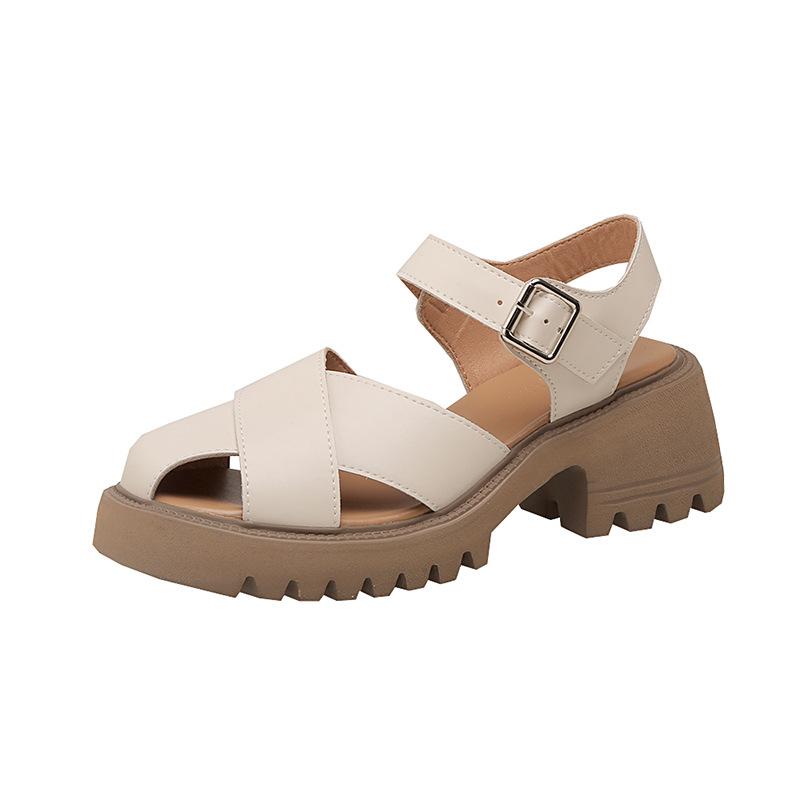 

Женские сандалии на мягкой подошве, новые весенние сандалии на толстой подошве с липучкой, плетеные сандалии с перекрестными ремешками и перфорацией, женские повседневные сандалии 40